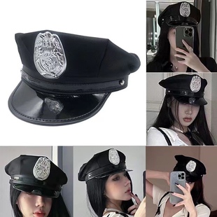 Policewoman cos Uniform Hat Sexy Pure Desire Fun Octagonal Hat Role-playing Nightclub Popular Live Performance Hat