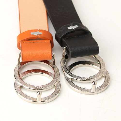 Sanyicai new cross-border trendy double-circle buckle belt for women, fashionable and simple women's ins style wide belt wholesale