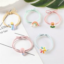 韩版卡通彩虹热气球花朵发圈扎头发橡皮筋义乌两元店货源发饰头绳