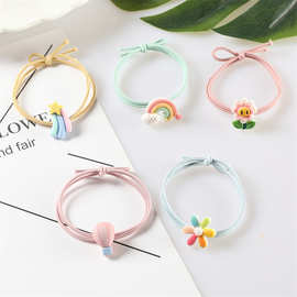 韩版卡通彩虹热气球花朵发圈扎头发橡皮筋义乌两元店货源发饰头绳