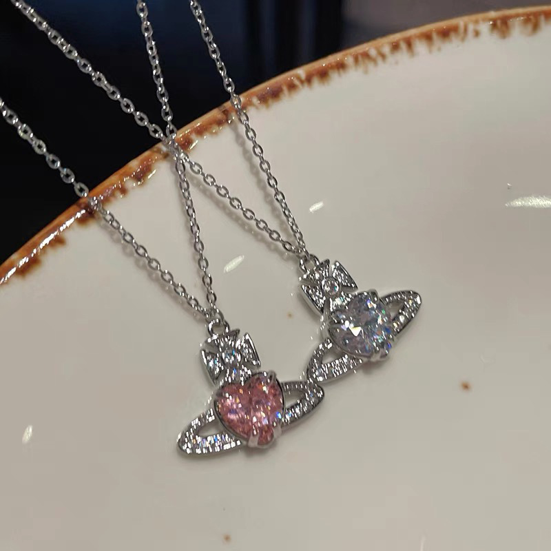 Saturno Diamante Amor collar de la mujer exquisita Luz de lujo de alto grado diseño de nicho dulce temperamento fresco chica caliente estilo cadena clavícula