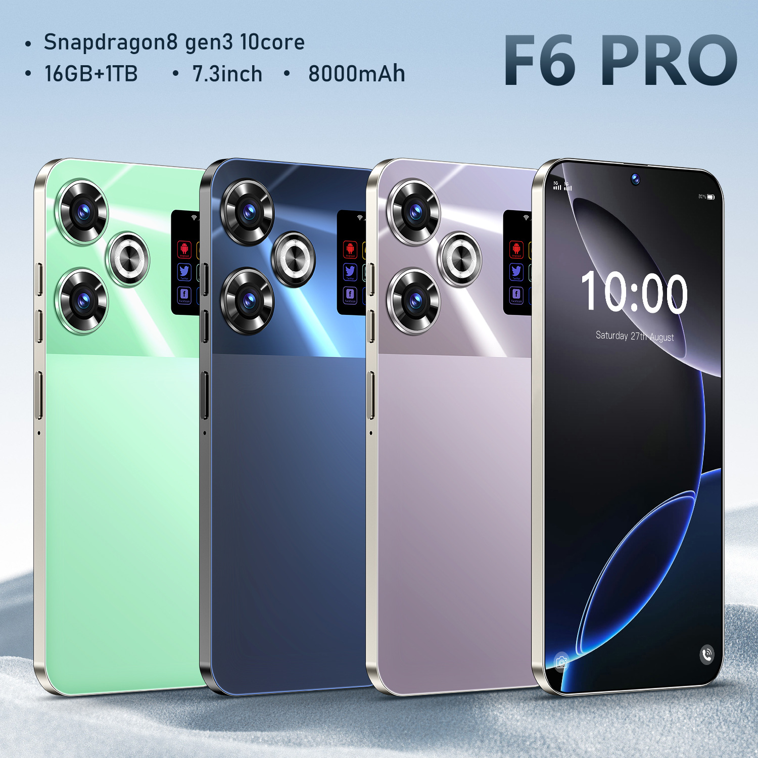跨境专供手机F6 PRO安卓智能手机16+1T源头工厂价批发(劲爆款)