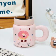 女の子のかわいいセラミックカップホームセットマグリトルモンスターウォーターカップミラーカップ蓋付きシンプルで見栄えの良い