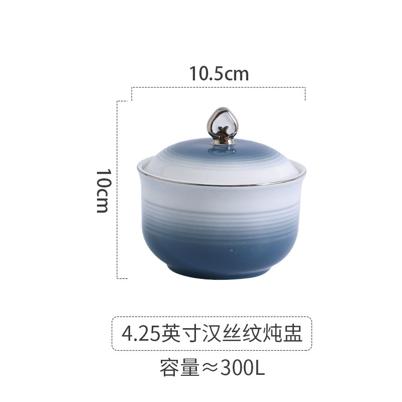 五つ星ホテル専用の高級ボーンチャイナ製色釉食器セット、グラデーショングレーと金縁の精巧な皿、ボウル、カップ|undefined