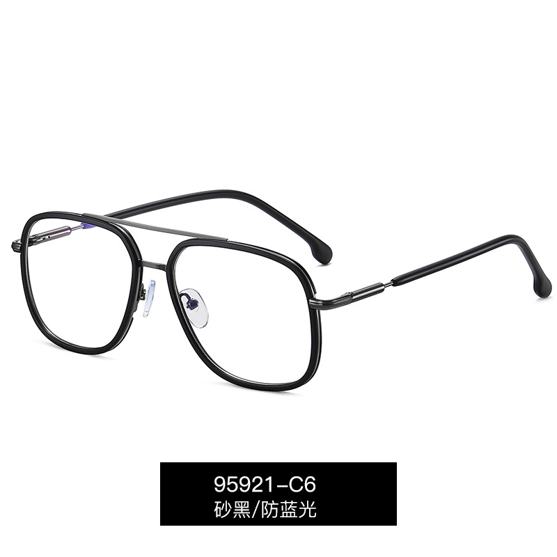 95921 de moda nuevo puente de la nariz doble TR90 gafas ópticas de los hombres anillo de metal gafas de luz anti-azul con gafas
