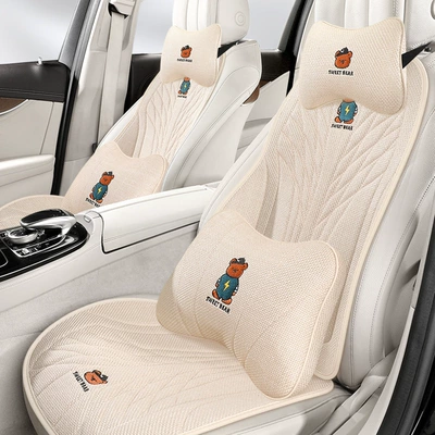 Car Seat Cushion, Suitable for All Seasons, Light Luxury and High-End Feel, Single Driver's Seat Cushion Cover, Cartoon Design (Four Seasons Pad)