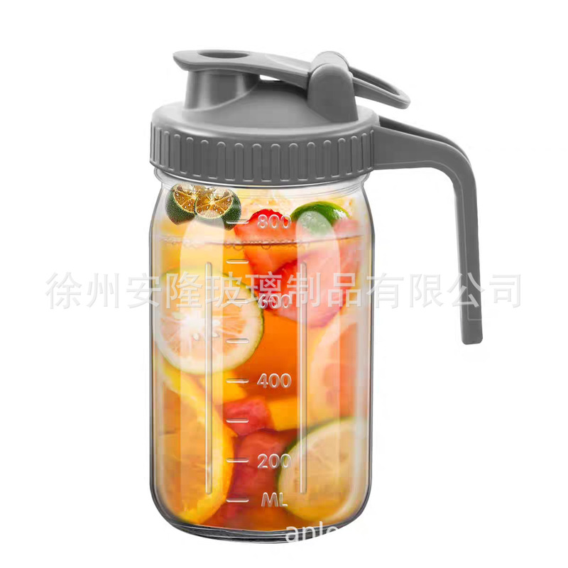 Amazon 32 オンス メイソン ドリンク ガラス ボトル コーヒー 64 オンス スケール付きメイソン ジャー コールド ポット ハンドル カバー カップ|undefined