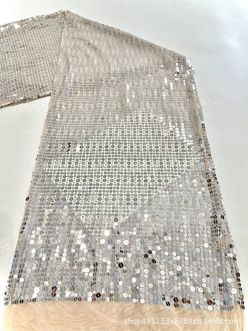 Ventas calientes de tamaño de diafragma de perlas de tela de tubo de diafragma hexagonal completo vestido de noche vestido de rendimiento tela de malla elástica