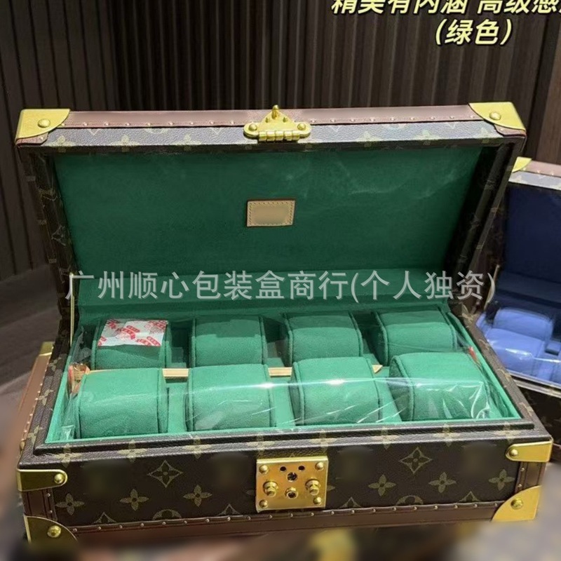 Lujia 時計ボックス老眼黒花時計収納ボックス中古ハイエンドディスプレイボックス黒格子 8 桁ジュエリーボックスハードボックス|undefined