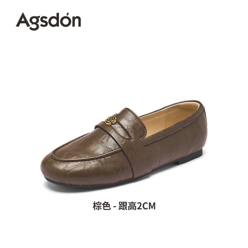 Augusto Lion negro Lefour zapatos para mujeres 2025 nuevo invierno británico zapatos de cuero pequeños con un zapato de pelo de lana