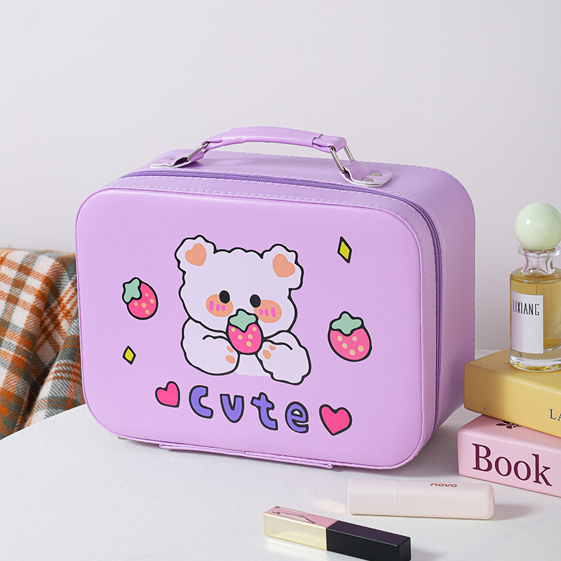 Red celebridad maquillaje maleta portátil cartón de dibujos animados maquillaje caja de maquillaje maquillaje al por mayor