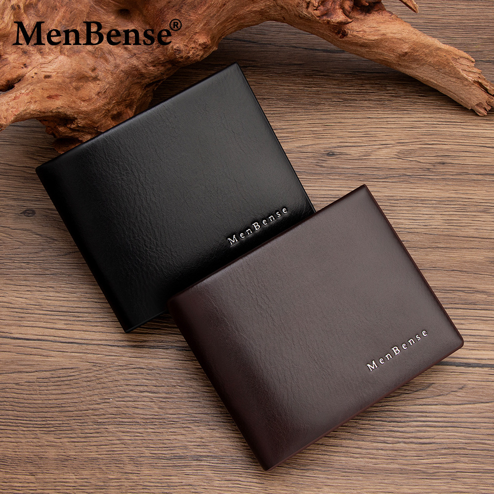 Ventas transfronterizas calientes de textura de cuero real cartera horizontal de negocios de hombre cartera corta de cuero de tres plegados cartera de moda de bisagra de hombre