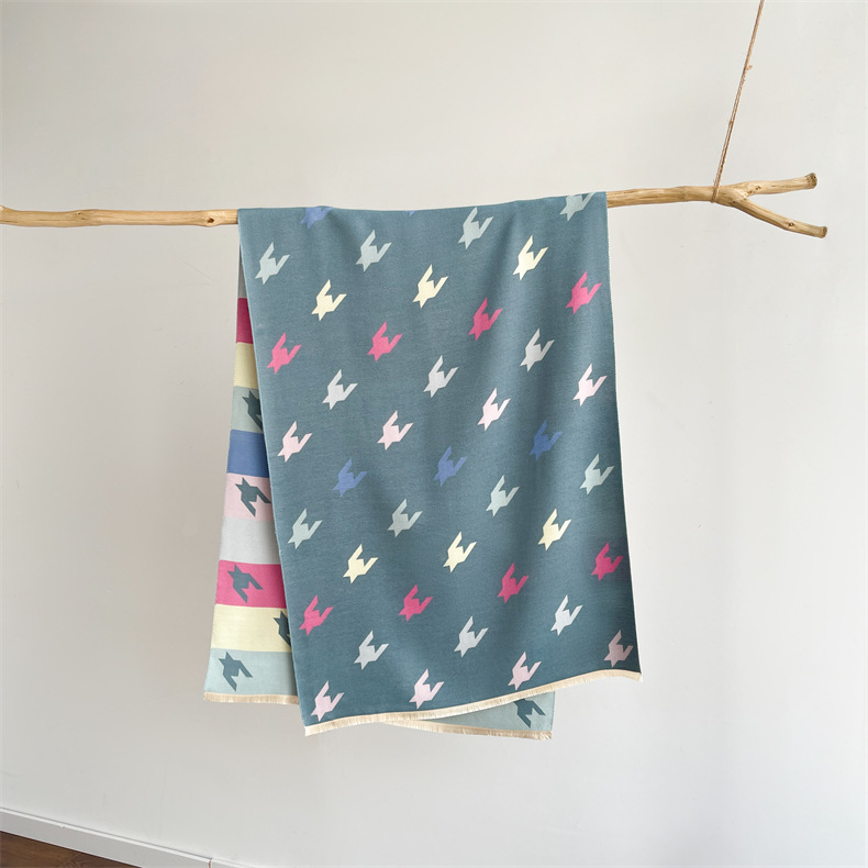 Winterwarm, modisch, hochwertig, Anti-Aging mit beidseitigem Druck und buntem Hahnentrittmuster in Kaschmir_voghion.com