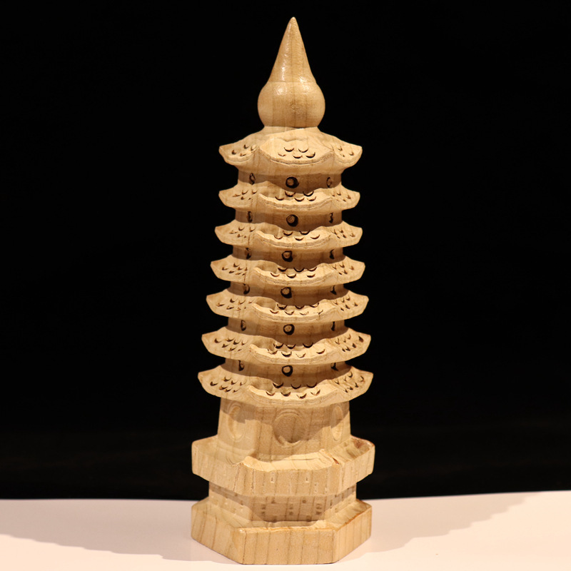 现货桃木雕刻工艺品9层7层11层13层文昌塔木制品实木书房摆件|undefined