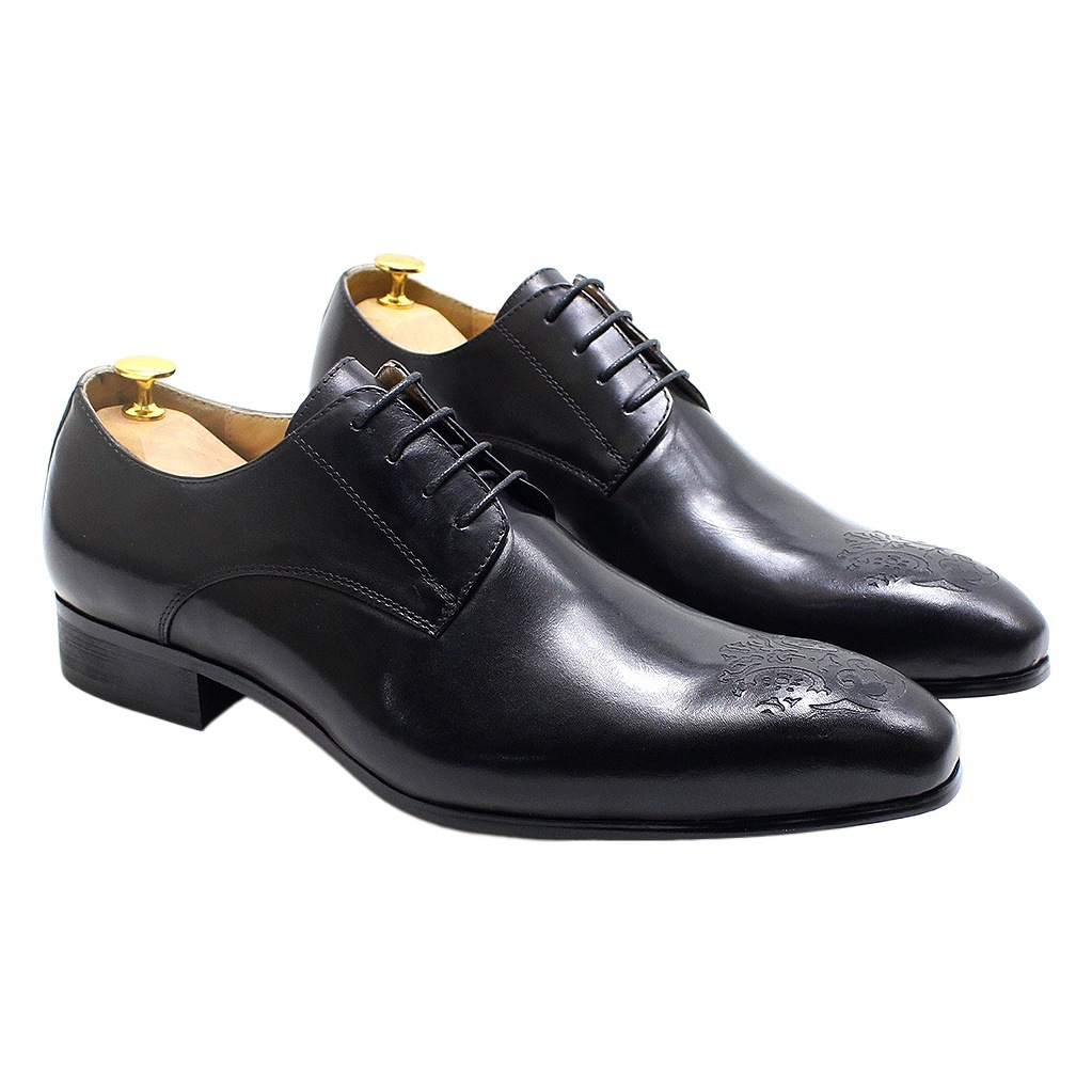 Zapatos de hombre Zapatos casuales de negocios para hombres zapatos Derby formales zapatos de cuero genuino tallados de moda zapatos de cuero puntiagudos zapatos de hombre image 1