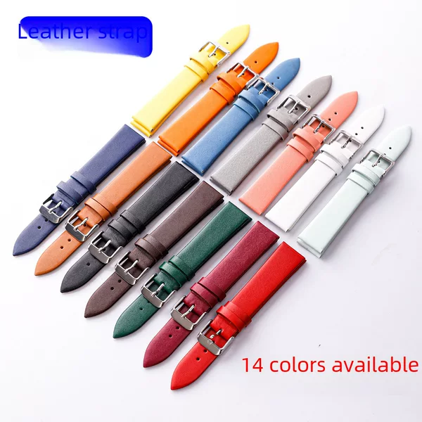Plain plain stitch color leather strap men's and Women's Super Book watch strap manufacturers spot wholesale 14 color optional