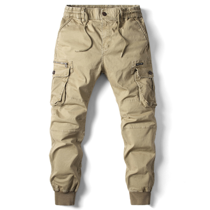 Cross-border American style youth plus size solid color leggings foreign trade wish multi-pocket men's tooling long pants in stock Cross-border American style youth plus size solid color leggings foreign trade wish multi-pocket men's tooling long pants in stock