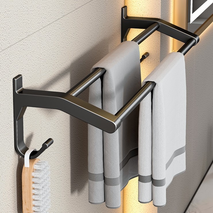 Toallero de Aluminio Espacial, Estante de Almacenamiento para Baño, Estante de Pared para Lavabo, Toallero sin Perforaciones
