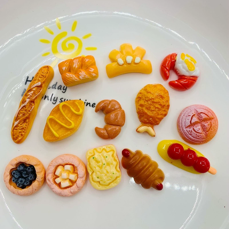 Моделирование еды и игры Хлеб Гамбургер аксессуары из смолы оптом DIY домашний мобильный телефон оболочка веревка для волос аксессуары для волос патч для холодильника