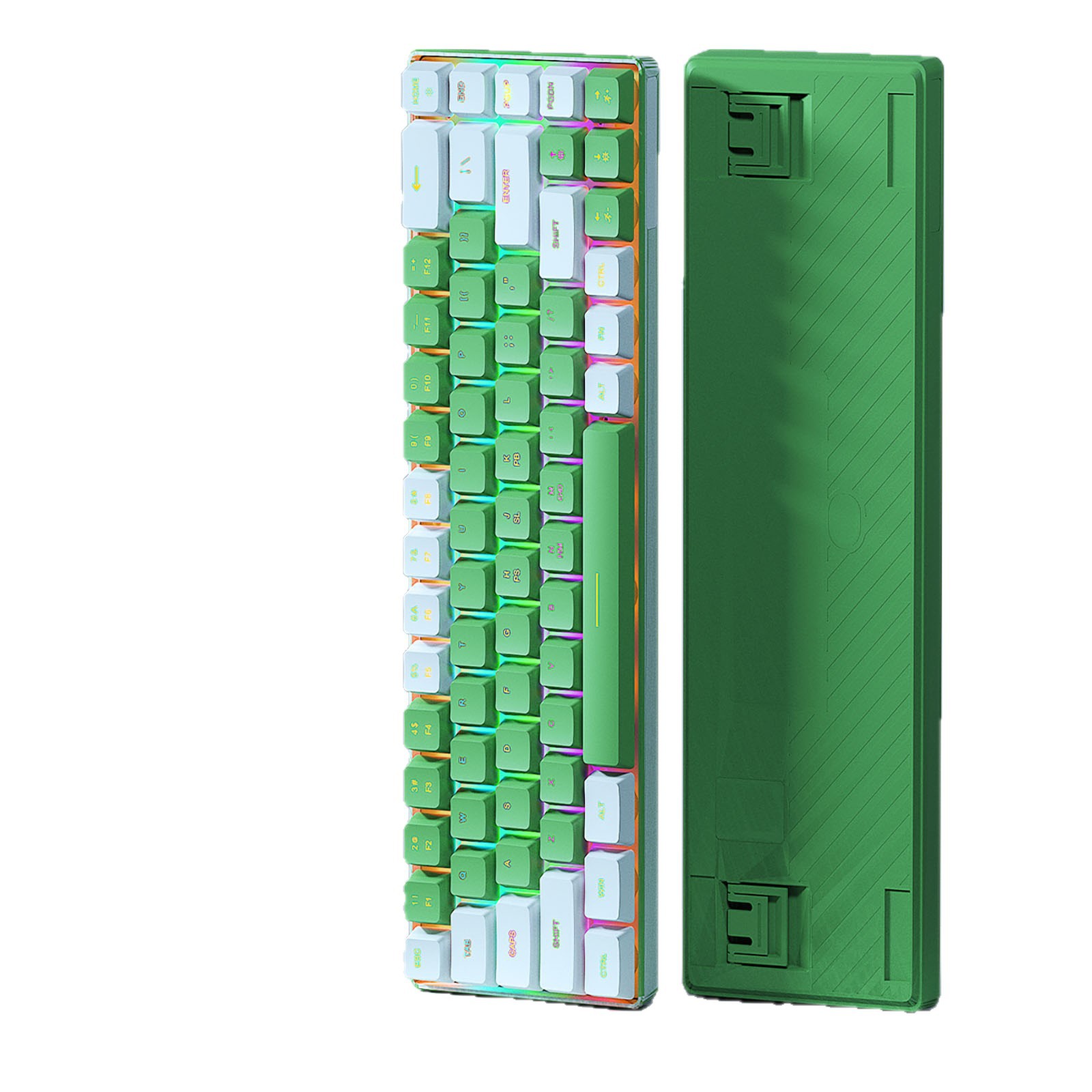 68 teclas personalizadas en caliente enchufe teclado mecánico de eje verde teclado completo sin perforación de línea de tecla separación juegos de oficina universales