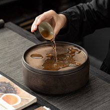 玖田烧高颜值收纳小茶盘陶瓷家用简易小茶台储水式圆形茶托干泡台