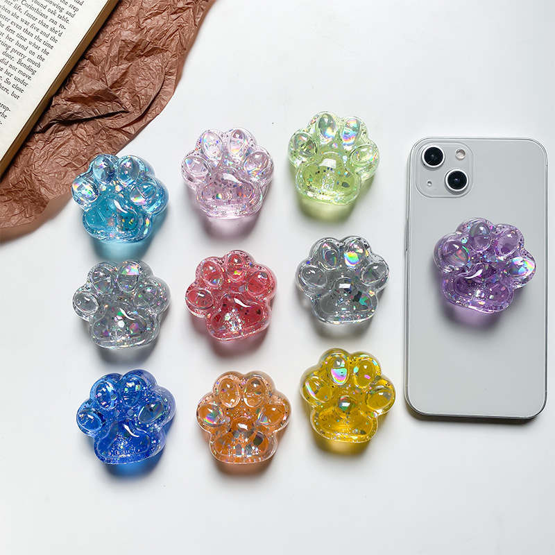 Dijiao Cat Claw Sparkling Pink Sequins Colorful Small Unique Creative Phone Airbag Air Cushion Desktop Japanese and_voghion.com