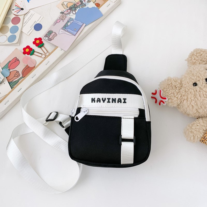 Bolso de pecho para niños y niñas de color de contraste de moda coreana, deportes de ocio, letras de estilo occidental, bolso de mensajero para niños, nuevo bolso para niños
