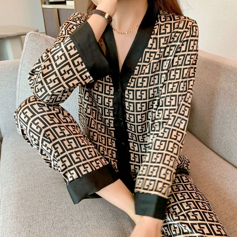 Factory Direct 2026 Spring New Women's Pajamas, Ice Silk One-Piece Wholesale, Tiktok Influencer Kimono-Style Home Wear