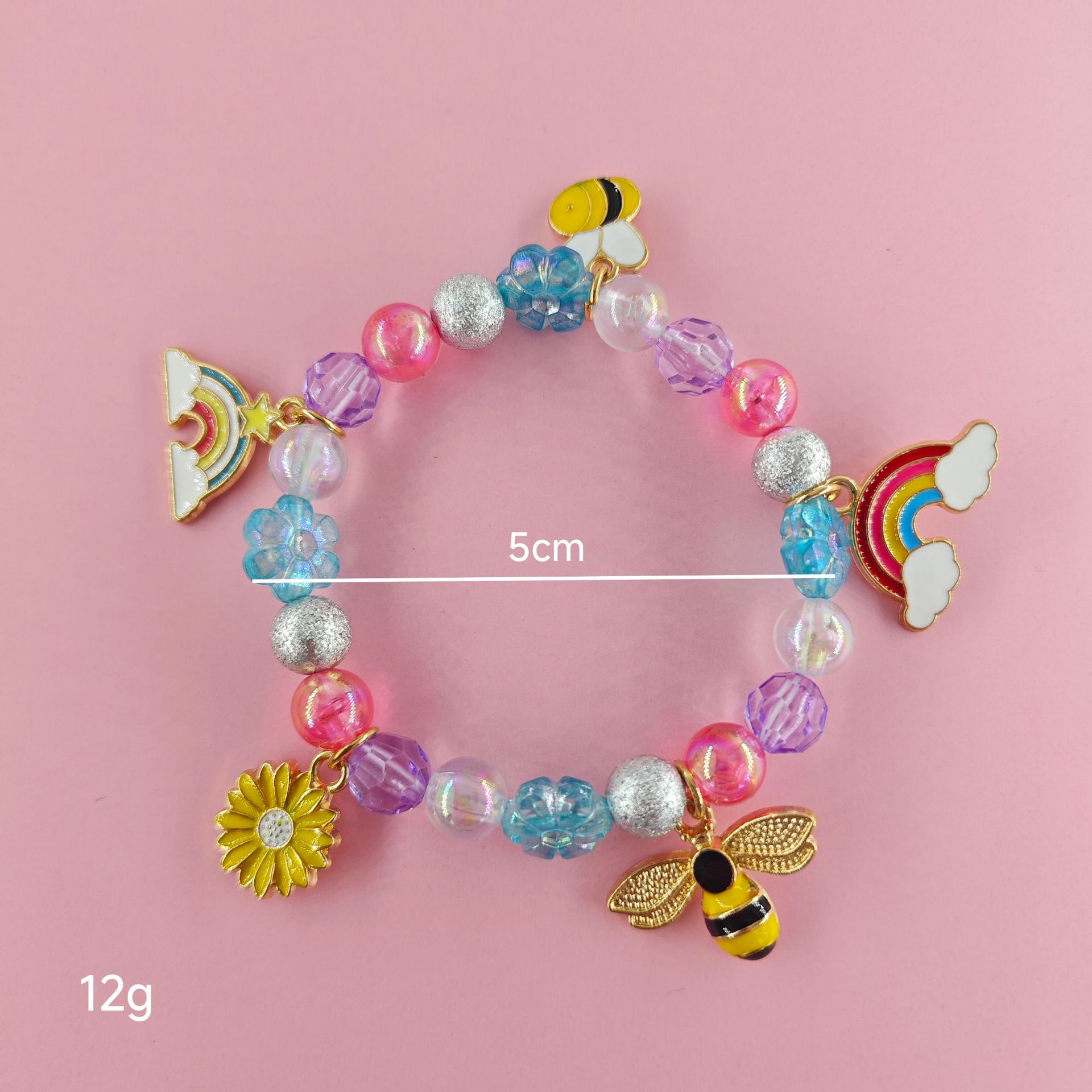 Transfronterizo Amazon nueva pulsera de dibujos animados para niños pequeña margarita abeja colgante de arco iris pulsera variedad de joyas de amistad