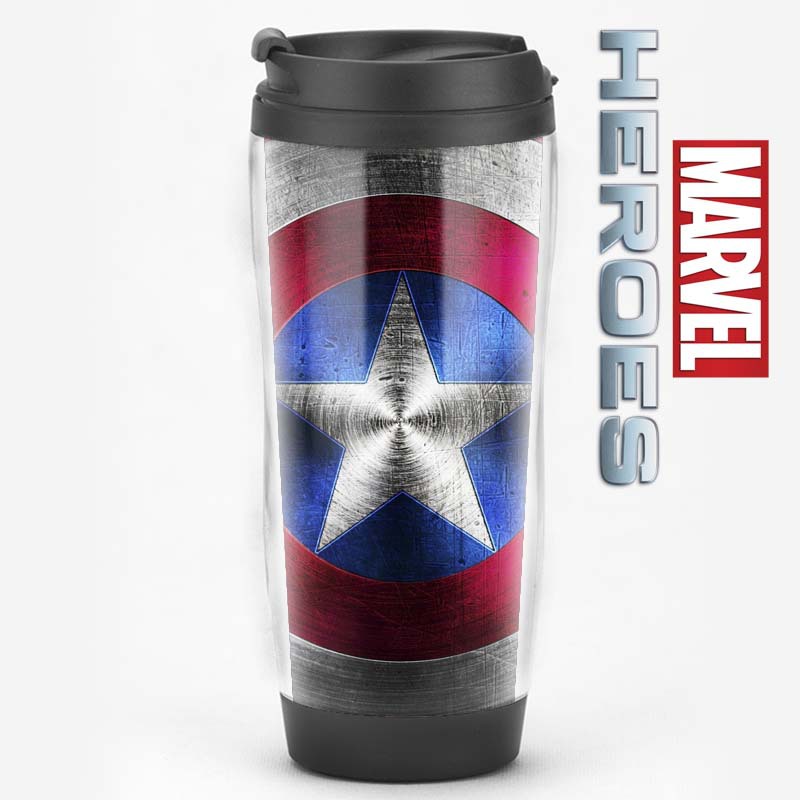Equipo de EE. UU. Película de superhéroes que rodea al Capitán América Regalos Recuerdos de los fanáticos Taza de agua Taza de café con tapa
