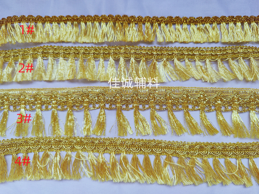 Una variedad de oro y plata seda borla encaje franja Ropa Accesorios textil hogar joyería DIY accesorios 3-6cm