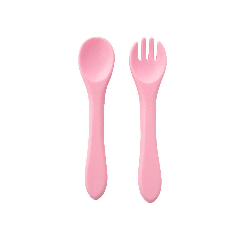 벚꽃 핑크색 포크와 스푼 한 쌍
