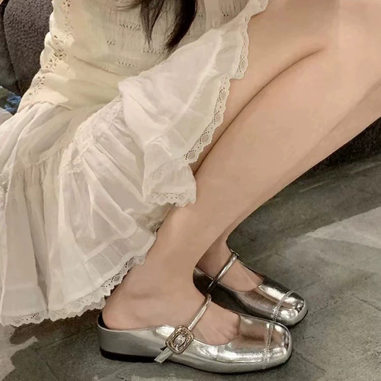 7222 Huidong Yixin Da, версия «полумул», ~ 35 мм, пряжка для увеличения внутренней высоты, полутапочки Мэри Джейн с закрытым носком, женские летние сандалии