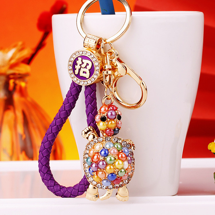 Cute Tortoise Alloy Inlay Rhinestones Women's Bag Pendant Keychain display picture 2