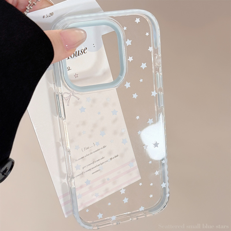 Ins Style Blue Star Iphone15 Apple 16Pro Max Phone Case Suitable for 17 Niche 13 Anti-Drop 11 Transparent
