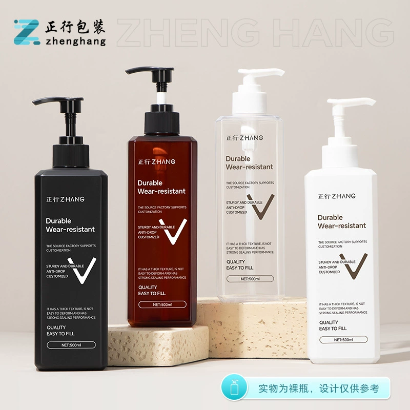 Прозрачная стирка и прессование ПЭТ Квадратная бутылка лосьон косметический упаковочный материал 500 мл высокое значение цвета рука дезинфицирующее средство пластиковая бутылка