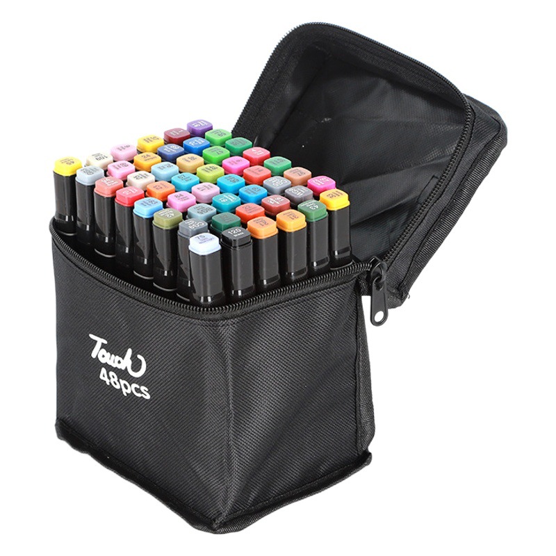 Oily double-headed color marker suit oily watercolor pen children student double-headed marker 48 color suit