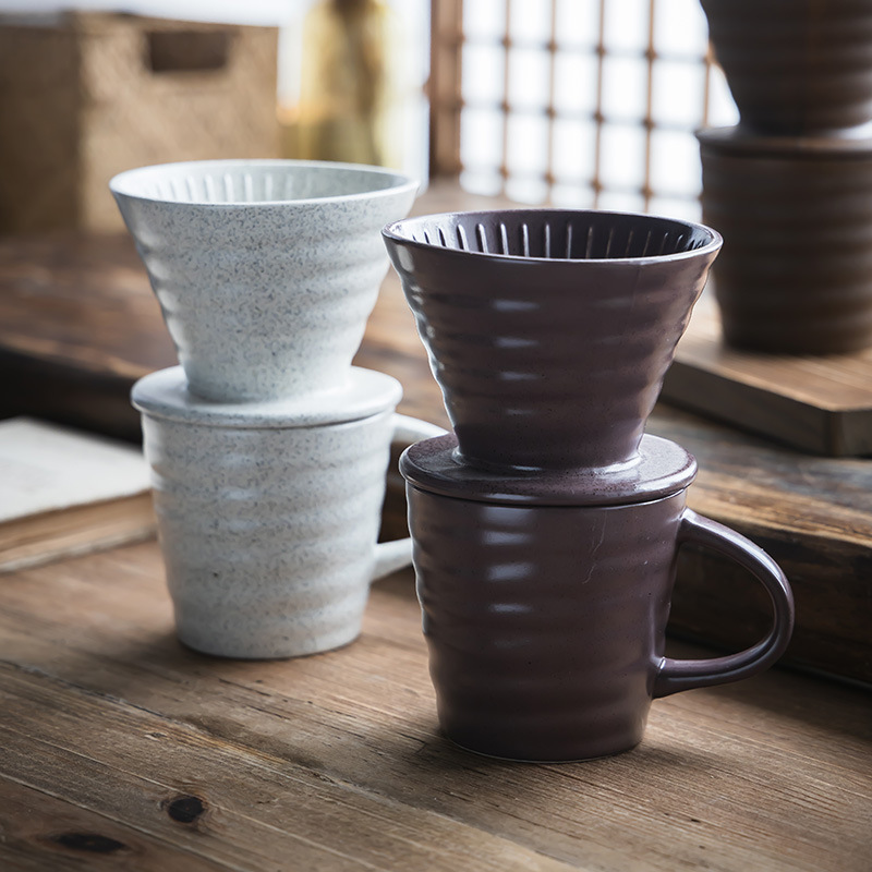 [elegante casual] taza de café de cerámica de lavado a mano conjunto de fuga de taza de filtro doméstica set de té de la tarde set de té