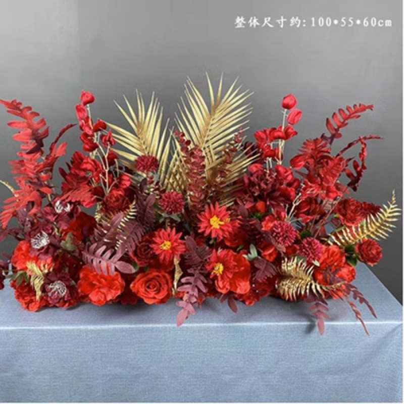 婚庆地排花仿真花婚礼布置成品道具新款订婚装饰迎宾路引摆件花排|undefined