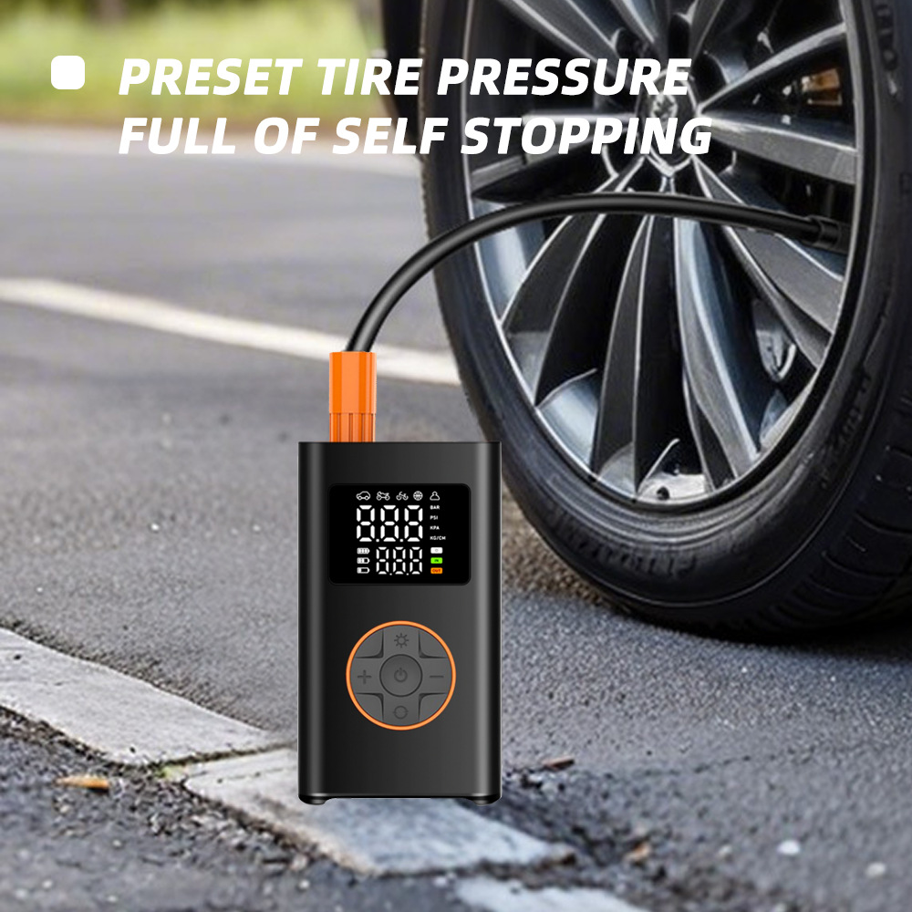 Bomba de aire portátil para coche con pantalla digital de doble pantalla, bomba eléctrica para inflar botes, bomba de neumáticos eléctrica de mano con carga inalámbrica