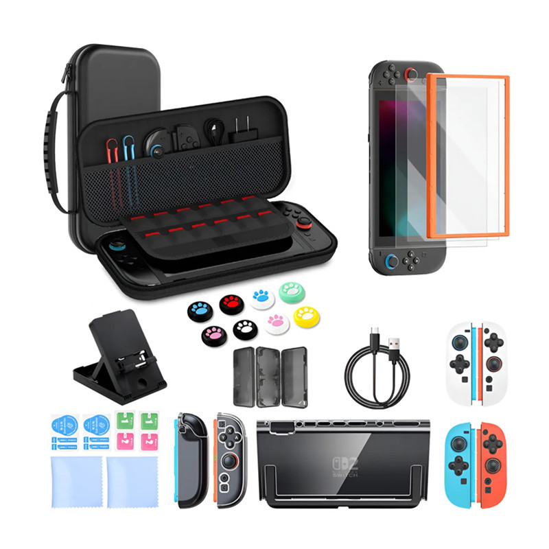 2025 nuevo conjunto de bolsa de almacenamiento switch2 cubierta protectora de caja de cristal switch2 película templada switch2