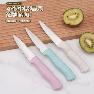 Cross-Border Dropshipping Household Stainless Steel Fruit Knife Wheat Stalk Kitchen Fruit Peeling Knife Fruit and Vegetable Sharp Knife New Style