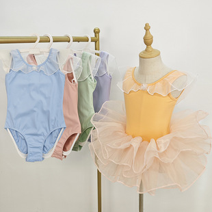 New Children's Dancing Suit Summer Short-sleeved Practice Test Grade Performance Pop Skirt Sleeveless Princess Girls Ballet Ethnic
