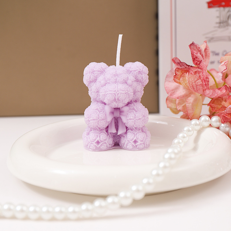 クリエイティブかわいいクマの香りのキャンドル手作り DIY ローズベアキャンドルカップル記念日ギフトお土産ギフト|undefined