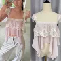 新品春夏蕾丝飞袖小上衣