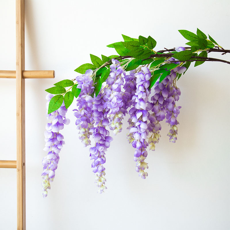 Artificial Wisteria Vine Long Branch Fake Flower String for Wedding Hanging Decoration Indoor Ceiling Scenic Area Landscaping Decorative Flower