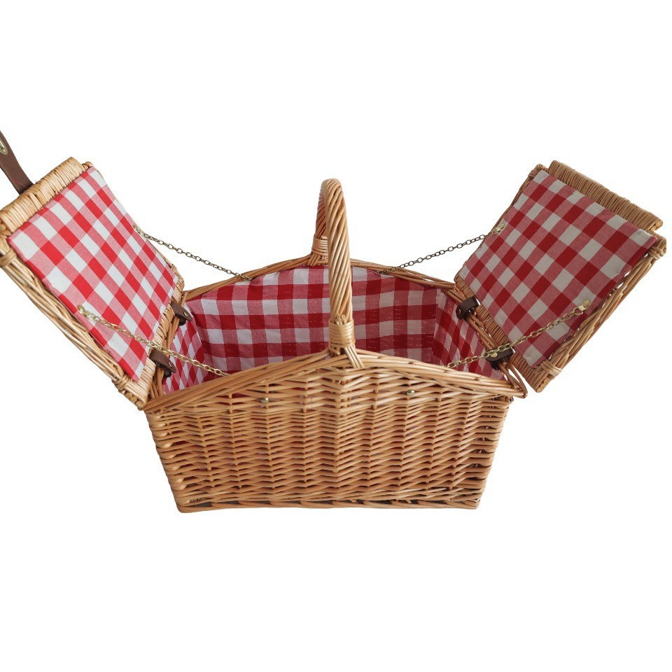 Canasta de picnic cesta de almacenamiento cesta tejida cesta de picnic al aire libre con vajilla Comercio exterior Willow Picnic cesta