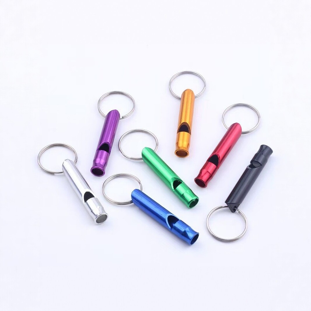 Outdoor aluminum alloy survival whistle, outdoor keychain whistle, training tool, multifunctional EDC equipment, life-saving whistle