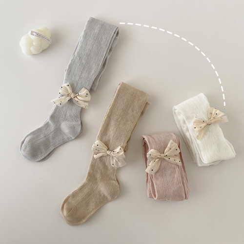 Summer baby anti-mosquito socks children's pantyhose mesh girls' pantyhose hollow bow baby bottoming socks wholesale