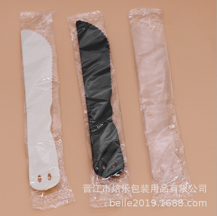 蛋糕切刀一次性塑料中秋月饼刀笑脸刀加厚 锯齿设计磨砂独立包装